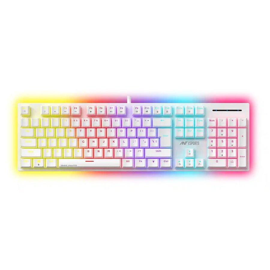 Ant Esports MK3400 Pro V3 RGB Mechanical Keyboard Brown Switch - White