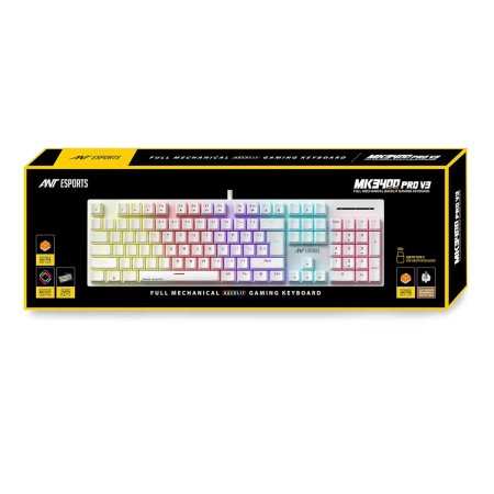 Ant Esports MK3400 Pro V3 RGB Mechanical Keyboard Brown Switch - White