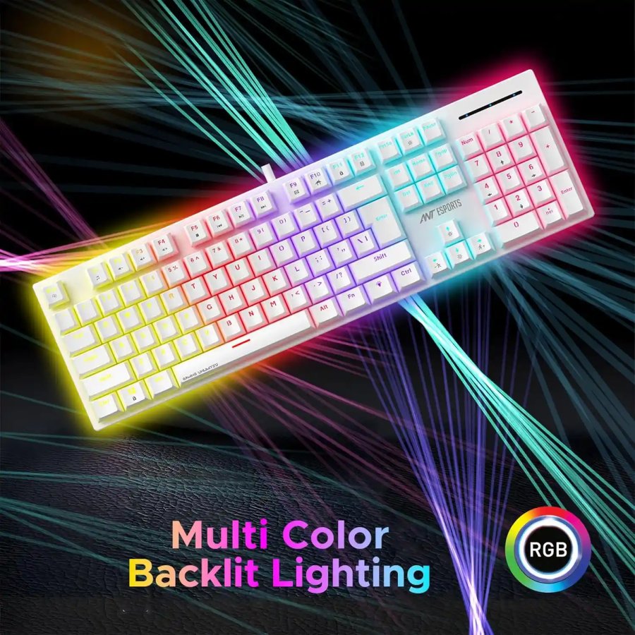 Ant Esports MK3400 Pro V3 RGB Mechanical Keyboard Red Switch - white