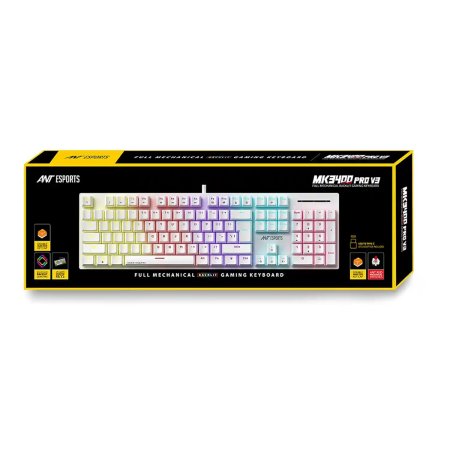 Ant Esports MK3400 Pro V3 RGB Mechanical Keyboard Red Switch - white