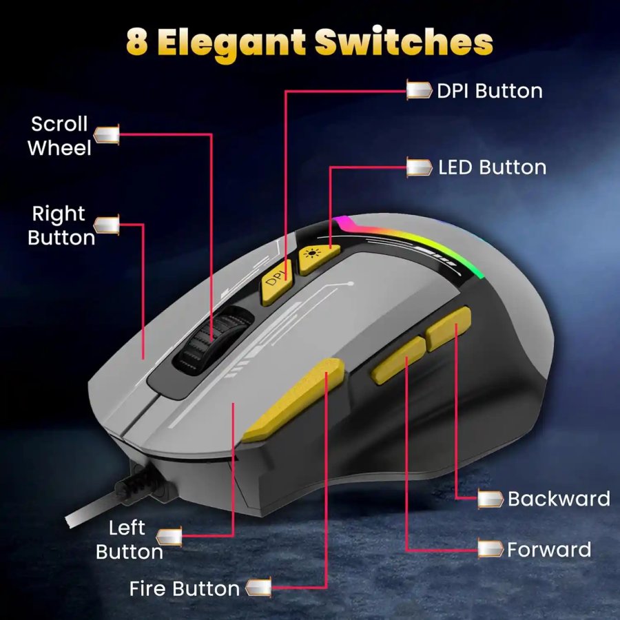 Ant Esports Wired Gaming Mouse RGB GM333 Grey
