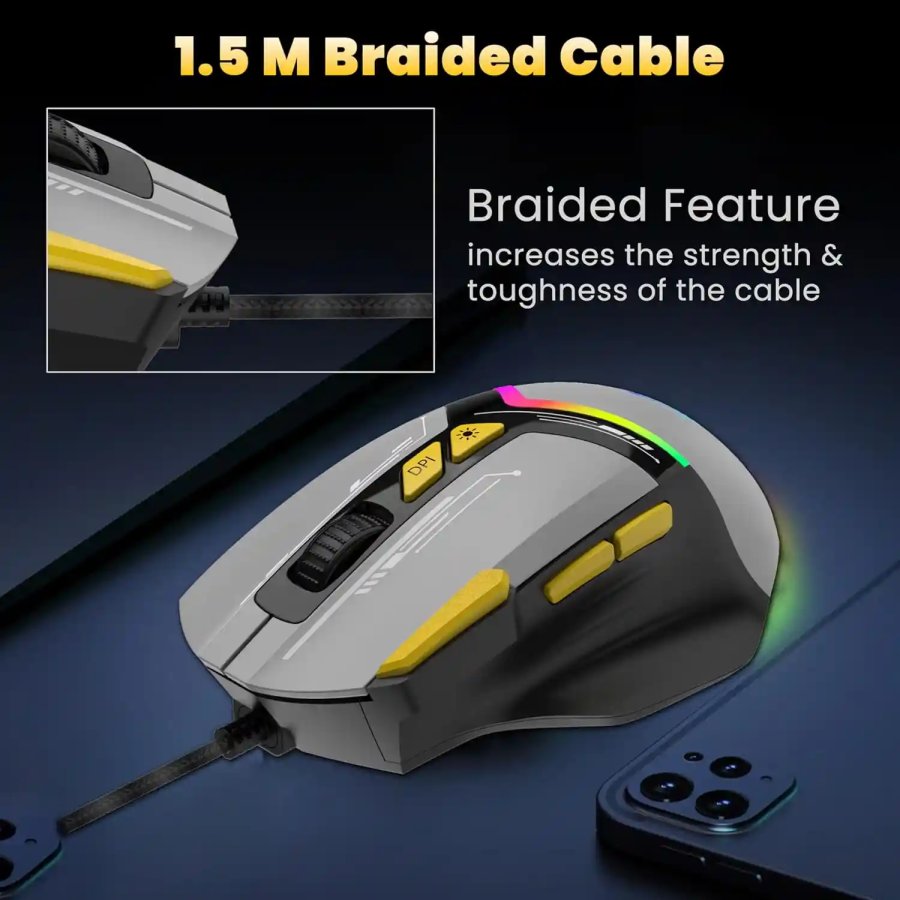 Ant Esports Wired Gaming Mouse RGB GM333 Grey