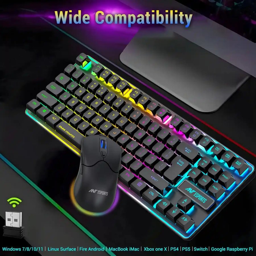 Ant Esports KM730 Pro Wireless TKL Gaming Keyboard Mouse Combo