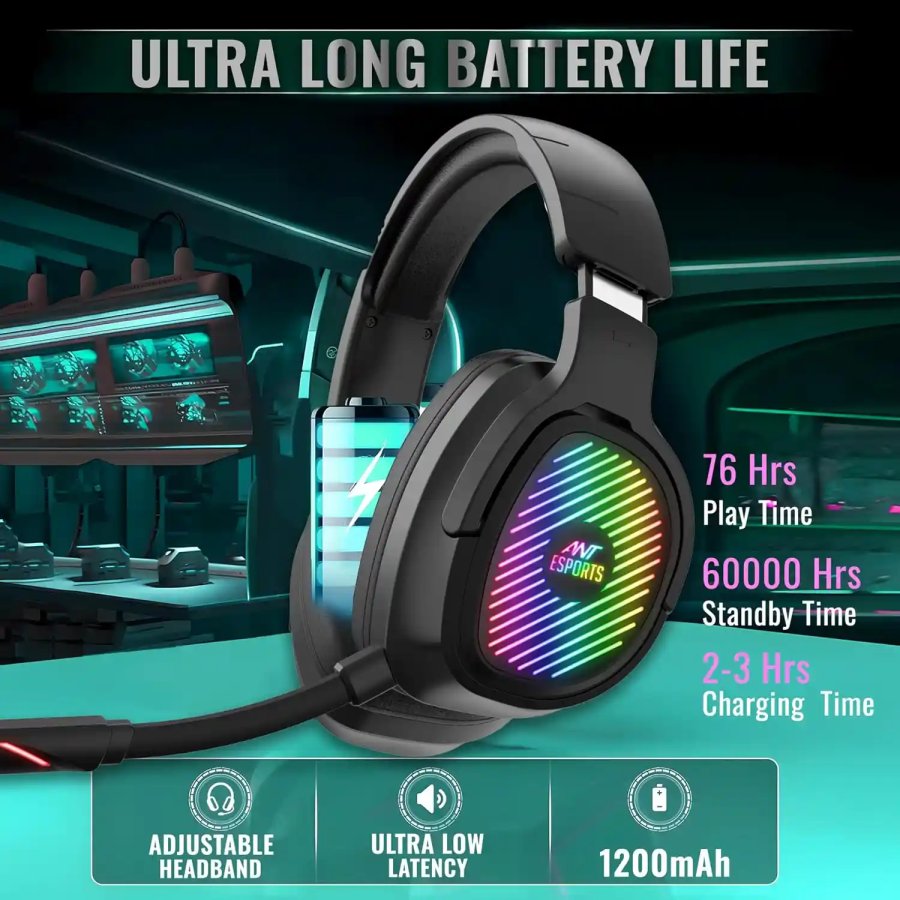 Ant Esports Stealth 10 Wireless Gaming Headset Bluetooth 5.4 RGB