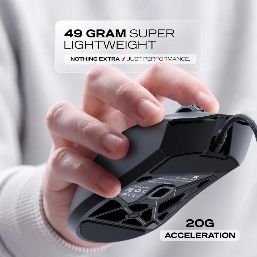 CYBEART Ghost 49g Ultra-Light Wired Gaming Mouse Black