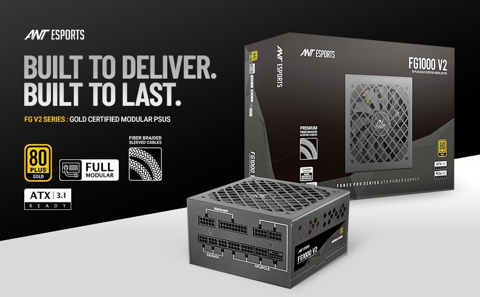 Ant Esports FG1000 V2 1000W 80 Plus Gold fully modular power supply